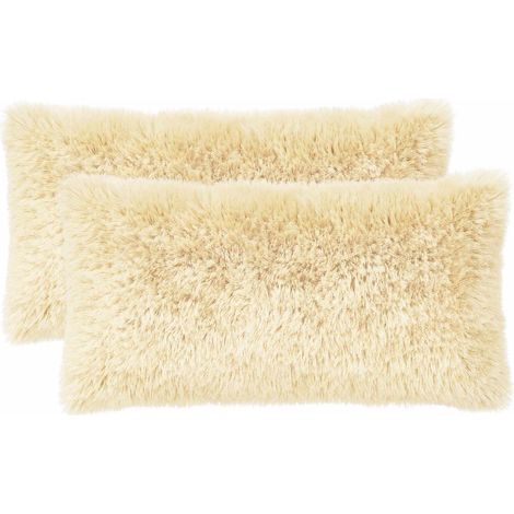 Housse de coussin 2 pcs HEERLEN Crème 40 x 70 cm Fleece PV vidaXL