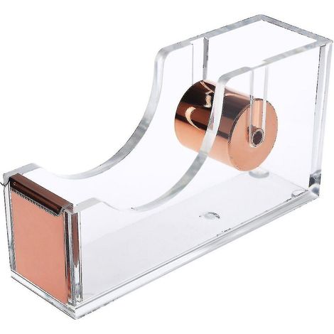 Dévidoir de ruban adhésif acrylique carré avec coupe-ruban, 1 pièce, couleur or rose