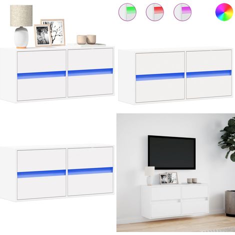 vidaXL TV-Wandschrank mit LED-Beleuchtung Weiß 100x31x45 cm (1/5)