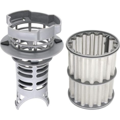 Küchengeschirrspülerfilter 00645038, Set mit zwei Filterzubehörteilen für die Umwälzpumpe zum Austausch im Haushalt. (1/4)