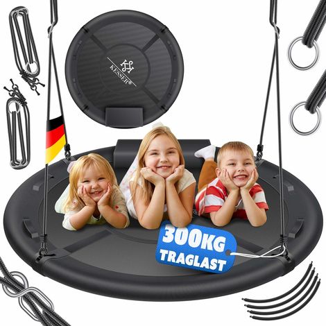 Balançoire nid d'oiseau - Diamètre : 120 cm - Charge maximale : 300 kg - Avec coussin et 4 poignées réglables - Pour enfants et adultes - Anthracite (1/4)