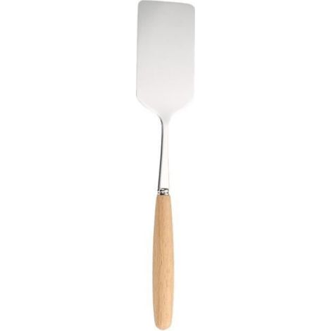 Spatule de cuisson à tête carrée en acier inoxydable, manche en bois, pelle à pizza, grattoir à crêpes, tourneur de boeuf (1/4)