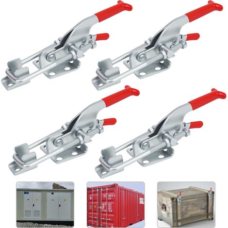 4 loquets à bascule métalliques, loquets à bascule réglables, capacité de charge maximale de 350 kg / 770 lb, loquets à levier en acier inoxydable pour armoires, tiroirs, portes et fenêtres (1/5)