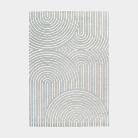 Tapis de salon en relief - Circle - Courbe gris bleuté et crème - 200 x 290 cm (1/5)