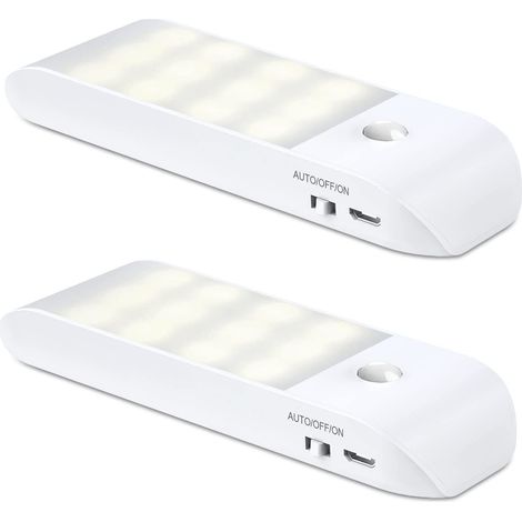 AGE Veilleuse LED Veilleuse Rechargeable, Veilleuse Detecteur de Mouvement avec Bande Magnétique Adhésive[Lot de 2]. 3 Modes (Auto/On/Off) lampe veilleuse pour Chambres Escaliers Armoires Cuisine Coul (1/5)