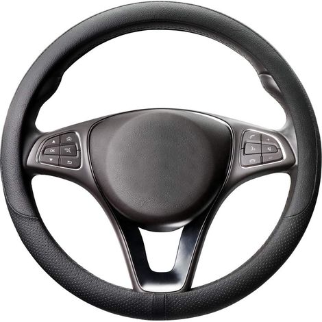 Couvre Volant en Cuir Microfibre Respirant et Antidérapant avec Marquage Central M 37-38cm Noir (1/4)