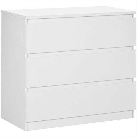 Table de chevet Meuble de rangement avec 3 tiroirs blanc (1/5)