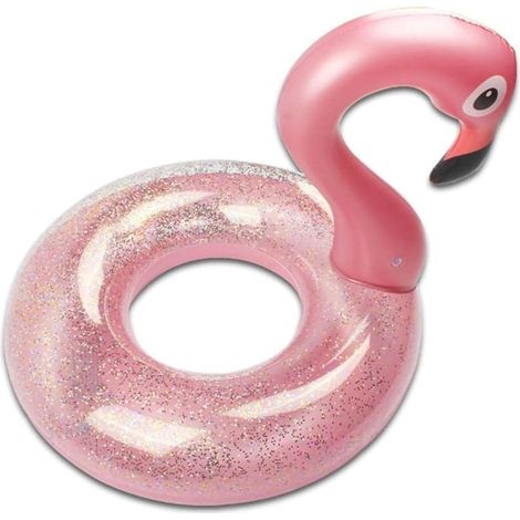 Flamant Rose Gonflable, Flotteur Gonflable pour Piscine, Bouée Flamant Gonflable, Bouée Flamant Rose Glitter, pour Les Adolescents Adultes Plage et Piscine (1/5)