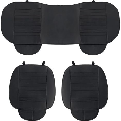 Lupex shop - Coprisedile universale per auto seduta 3 pezzi, 2 anteriori e 1 posteriore, in PVC, Nero cod. LS027