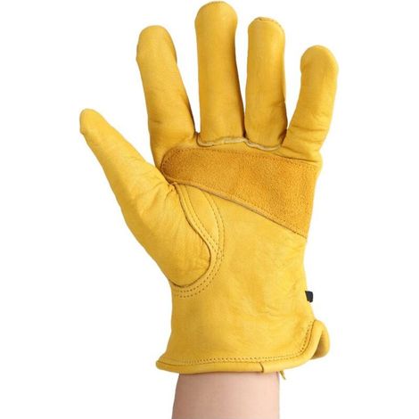 1 paire de cuir de vache de haute qualité travail anti-dérapant Gants de travail Construction de jardinage Plante de plantation Fleur Gant de protection d'élagage avec fermeture de poignet réglable(L) (1/5)