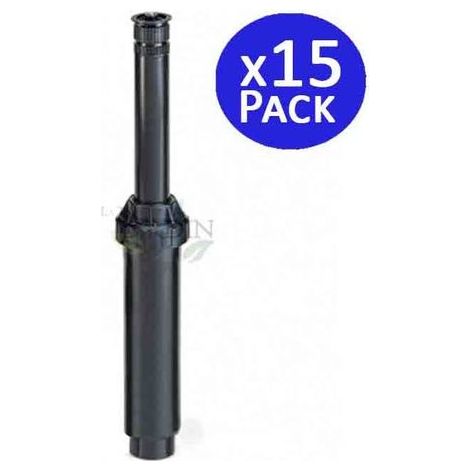 Pack 15 Difusor de riego Rain Bird US415HE Alcance 4,5 metros, 0 a 360º Aspersor con Elevación 10 cm, Cuerpo 15 cm (1/3)