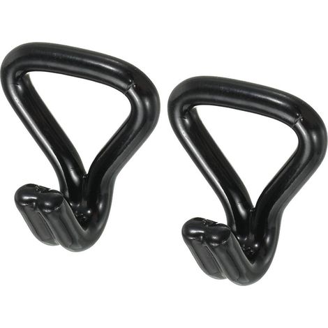 Lot de 2 crochets J à cliquet, capacité de charge 0,8t, pour sangles d'arrimage de 1", revêtement noir