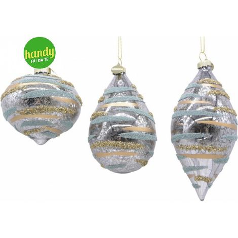 Pendaglio Bizzotto Streaks Azzurro in vetro 3 Assortiti