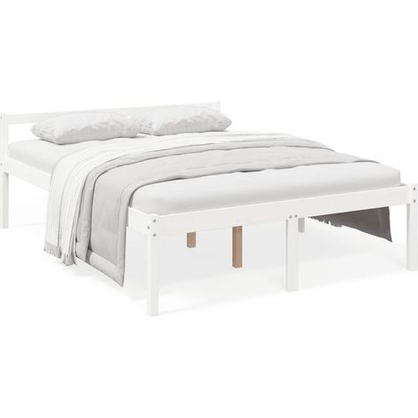 Maison Exclusive - Seniorenbett Weiß 160x200 cm Massivholz Kiefer (1/5)