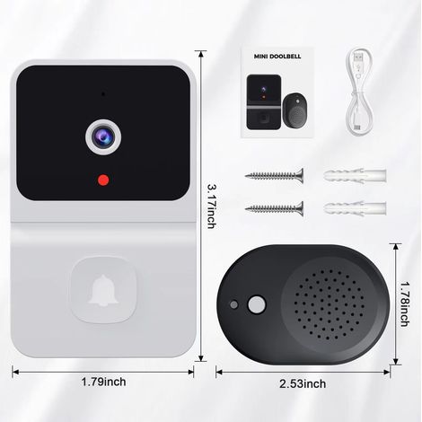Compatible avec la sonnette connectée sans fil Z30 T23 – Vidéo HD, vision nocturne, surveillance à distance, connectivité Wi-Fi, interphone bidirectionnel (sonnette incluse) Blanc (1/4)