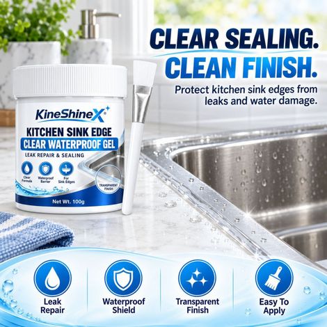 KineShineX Transparenter, wasserdichter Kleber für Küchenspülenränder – Unsichtbares, auslaufsicheres Dichtungs- und Reparaturgel (1/5)