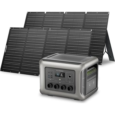 ALLPOWERS R1500 LITE Tragbare Powerstation mit 2 x 200W Solarpanel, 1056Wh LFP Batterie mit 4 x 1600W AC Ausgang (3200W Spitze) Solargenerator, Notstromaggregat für Camping Wohnmobile, RV, Notfall