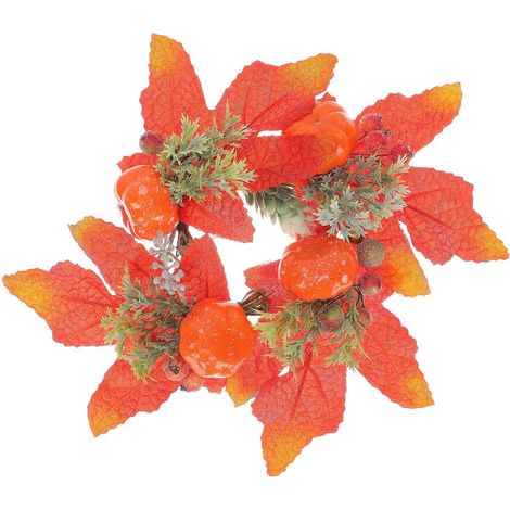 Couronne de bougies de Noël, couronne de bouteilles de vin, couronne de bougies avec feuilles artificielles, accessoire de fête-24x24cm-Orange (1/3)