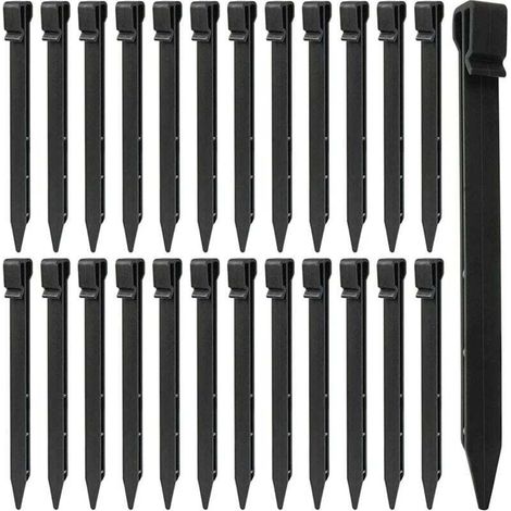 25 Pièces Piquets de Sol en Plastique, 25CM Piquets de Bordure de Paysage Robustes Piquets de Tente Pointes d'ancrage pour Tentes Planche Terrasse Bordure Pelouse Jardin Extérieur (Noir)