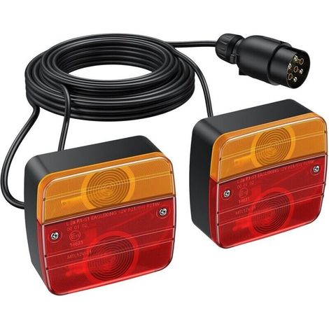 Kit de feux arrière :paire de feux clignotants universels 12 V étanches pour remorque, avec câble de 7,5 m et connecteur à 7 broches