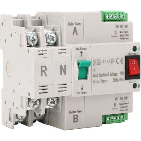 Commutateur de transfert automatique double alimentation 2P à commutation rapide PC AC 230V pour usage domestique et industriel 40A (1/5)