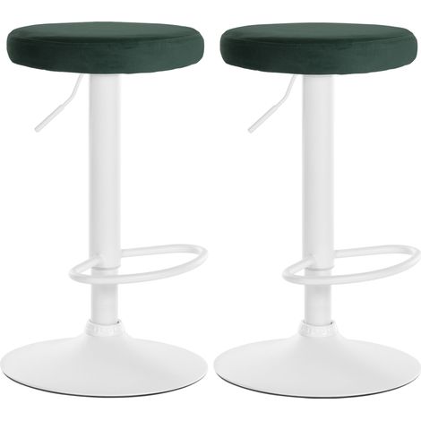 Set di 2 sgabelli da bar Ponte velvet verde Metallo bianco opaco