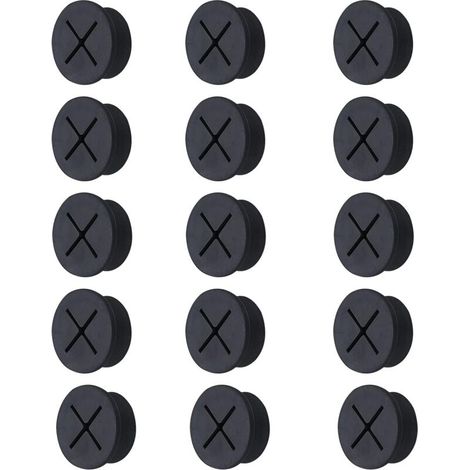 Silicone Cable Grommets, Cable Hole Eyelets, Cable Hole Cover, Cable Grommet, Plastic Cable Grommets, Round Cable Hole Cover, for Offices, Cable Management, 15 Pieces