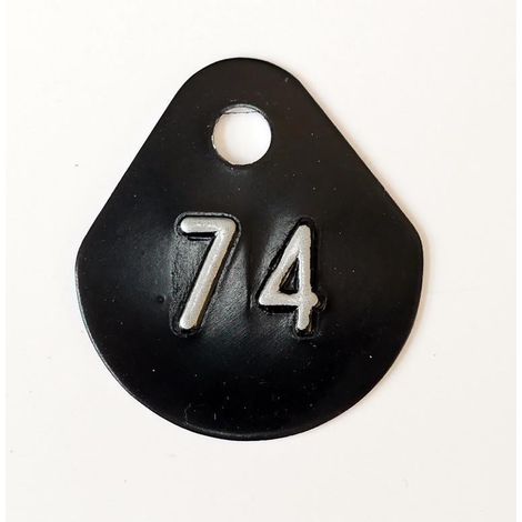 Chiffre goutte d'eau fond noir (à l'unité) estampé "74" en relief blanc hauteur d'écriture 11mm DERANCOURT