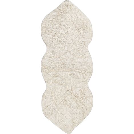 Alfombrilla de baño moderna de algodón forma irregular 150 x 60 cm patrón decorativo accesorios de baño beige Canbar