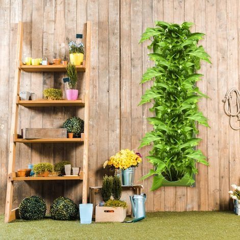 2-teilige Pflanzsäcke, Hängepflanzsäcke, Vertikaler Hängeblumentopf mit 7 Fächern, Wandpflanzsäcke, Vertikale Wandpflanzgefäße für Gartenpflanzen (1/4)