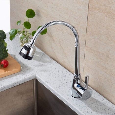 Robinet de cuisine multifonctionnel pour eau chaude et froide Robinet de cuisine créatif chromé (1/3)