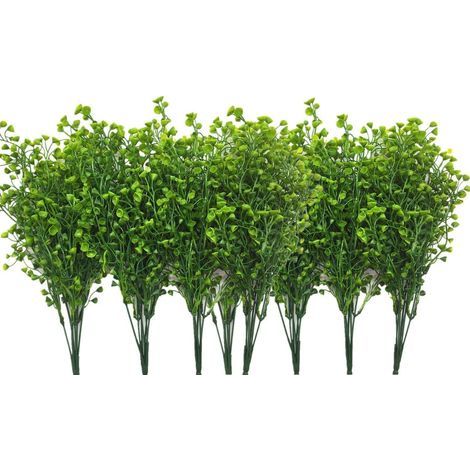 Arbustes Artificiels Buissons, Plastique Faux Plantes Vertes De Mariage Intérieur Extérieur Maison Jardin Véranda Cuisine Bureau Centres De Table Arrangements Décoration De Nol - Vert 8 pcs Plante art (1/5)