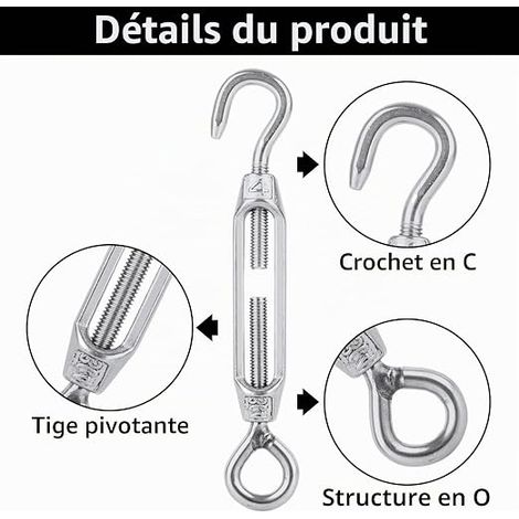 Stainless Steel Adjustable Turnbuckle Hook and Eye Tensioner Cable Tensioner for Garden Wire Cable System Tensioner Accessories (1/4)