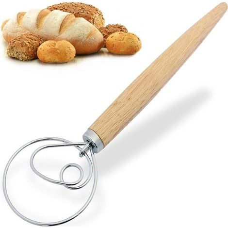 Gancio per impastare per pane danese, frusta olandese in acciaio inox da 33 cm, frusta per impastatrice da cucina (1/5)