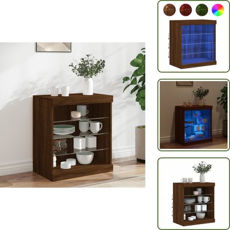 Credenza con luce led - vidaXL Credenza con Luci LED Rovere Marrone 60,5x37x67 cm - Credenza con luce regolabile