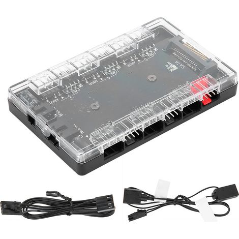 HUB ventilateur ARGB PWM, interface SATA, aimant intégré, portable accessoire PC ordinateur, 10 ports, contrôle vitesse (1/5)