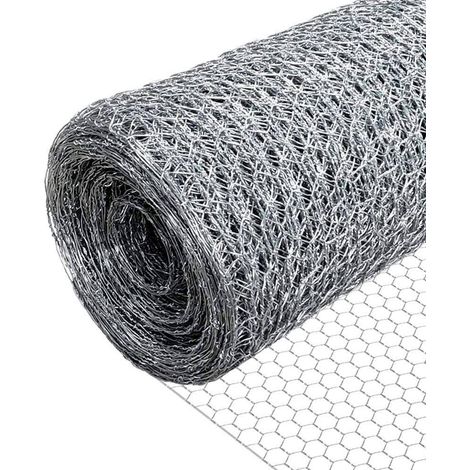 Vounot – Grillage souple en acier galvanisé 1x25m – Maille hexagonale 13mm – Pour enclos volaille et petits animaux – Résistant à la rouille