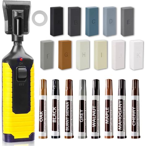 Kit de réparation de sol stratifié - Kit de réparation de parquet en bois - Marqueur de meubles en cire dure - Kit de réparation pour revêtement de sol en PVC, mastic en bois, sol en vinyle, linoléum (1/5)
