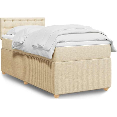 Boxspringbett mit Matratze Creme 80x200 cm Stoff