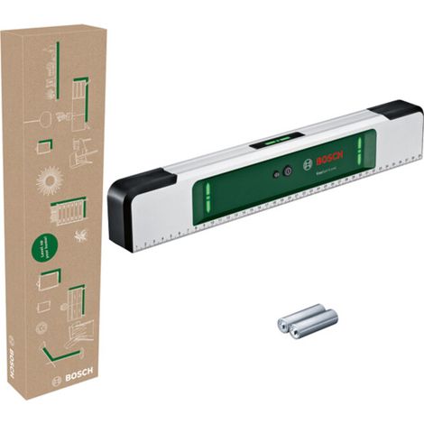 Niveau à bulle Bosch EasySpiritLevel (concept LED intuitif, support sonore, inclinaisons jusqu'à +/-3°, précision 0,1° à 0°, 90°, 180° et 270°, échelle imprimée, dans un coffret e-commerce) (1/5)