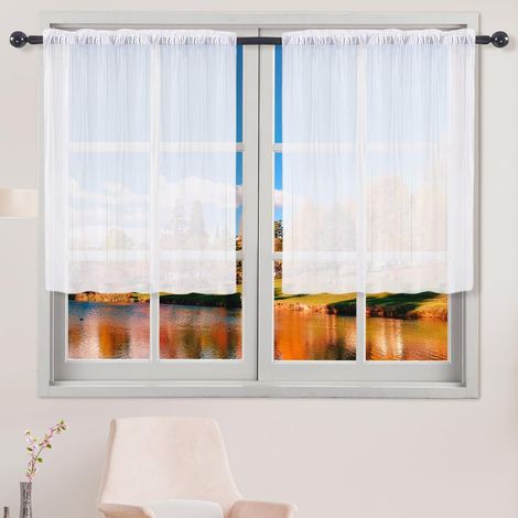 Lot de 2 Rideaux Brise-bise Modernes Blancs 63,5 x 91,5 cm (l x H) (1/5)