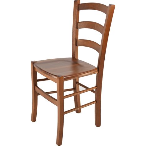 Tommychairs - Sedia modello Venice per cucina bar e sala da pranzo, robusta struttura in legno di faggio color noce chiaro e seduta in legno (1/5)