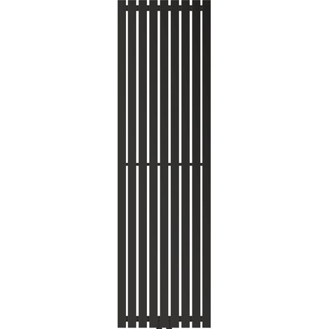 LuxeBath Designheizkörper Stella 480 x 1600 mm, Schwarz matt, Paneelheizkörper mit Mittelanschluss, Einlagig, Flach, Vertikal, Badheizkörper Röhrenheizkörper Bad Flachheizkörper Badezimmer Wandheizung