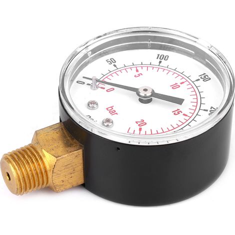 Manomètre 50 mm raccord laiton 1/4 BSPT pour carburant air huile gaz eau (0-300 PSI 0-20 Bar) (1/5)