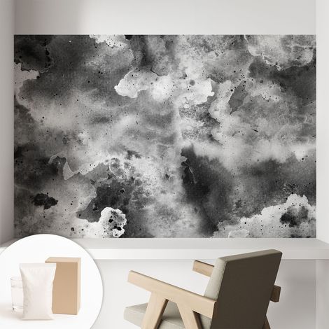Papier peint intissé avec imprimé pour cuisine facile à appliquer pour mur pour salon a motif - Colle incluse gratuite Nuages gris 104x70 cm (1/5)