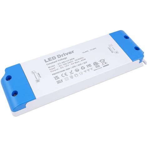Transformateur 220V 12V 60W 5A Ultramince Alimentation Basse Tension Transfo Convertisseur de Tension, pour Lampes Ampoule MR16 MR11 GU5.3 et pilotes (1/5)