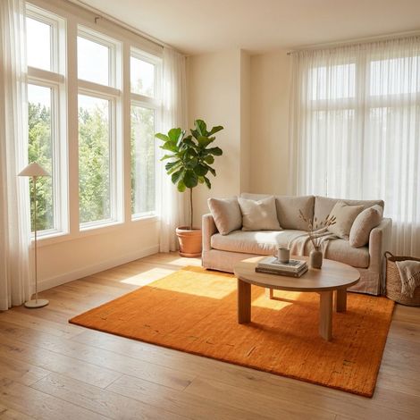Tapis Gabbeh indien Tapis Fenth - Tapis en laine - 240x170cm, Rectangular - 100% Laine vierge - Tissé main - Orange