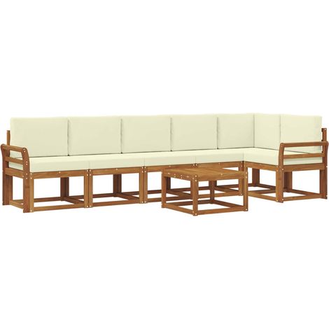Outdoor Sofa Set with Cushion 7 pcs Natural and Cream vidaXL