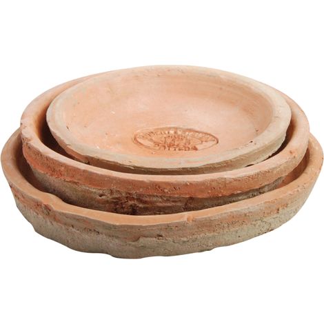 Set de 3 soucoupes rondes en terre cuite vieillie - Terracotta - D 11/12/14,5 cm - Livraison gratuite (1/3)
