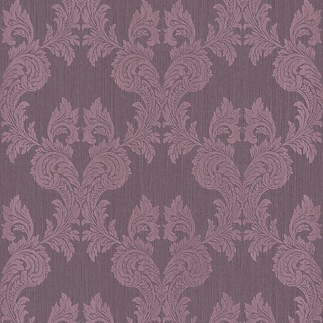 Textiloptik Tapete Profhome 956305 Textiltapete strukturiert im Barock-Stil matt violett 5,33 m2 (1/5)